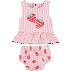 Mud Pie Baby Girls’ Mud Pie Children’s Strawberry Baby 2pc(Strawberries)
