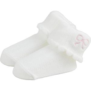 Mud Pie Children’s Bow Pointelle Foldover Socks; 0-12M
