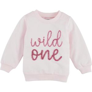 Mud Pie Children’s Girl One Terry Pullover; 12-18M Pink