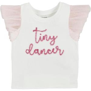 Mud Pie Girls Children’s White Girl Sparkle Tee(White)
