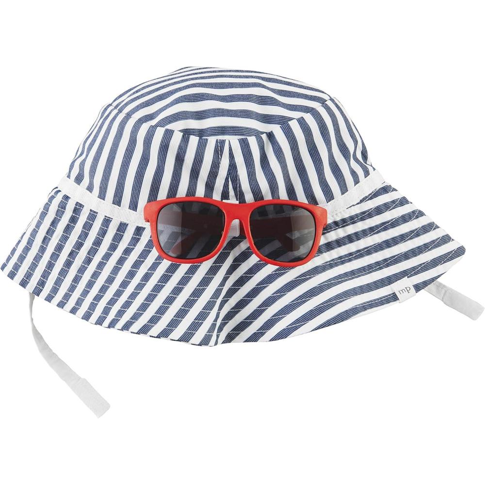 image:imageMud Pie Baby Boys Baby Sun Hat and Sunglasses SetBlue and White Stripe