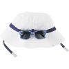 Mud Pie Baby Boys’ Baby Sun Hat and Sunglasses Set(White With Navy)