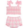 Mud Pie Baby Girls’ Mud Pie Children’s Smocked Bow 2pc(Pink Check)