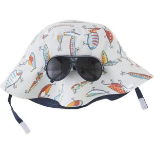 Mud Pie Baby Boys’ Baby Sun Hat and Sunglasses Set(Fishing Lure)