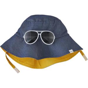 Mud Pie Baby Boys’ Baby Sun Hat and Sunglasses Set(Navy)