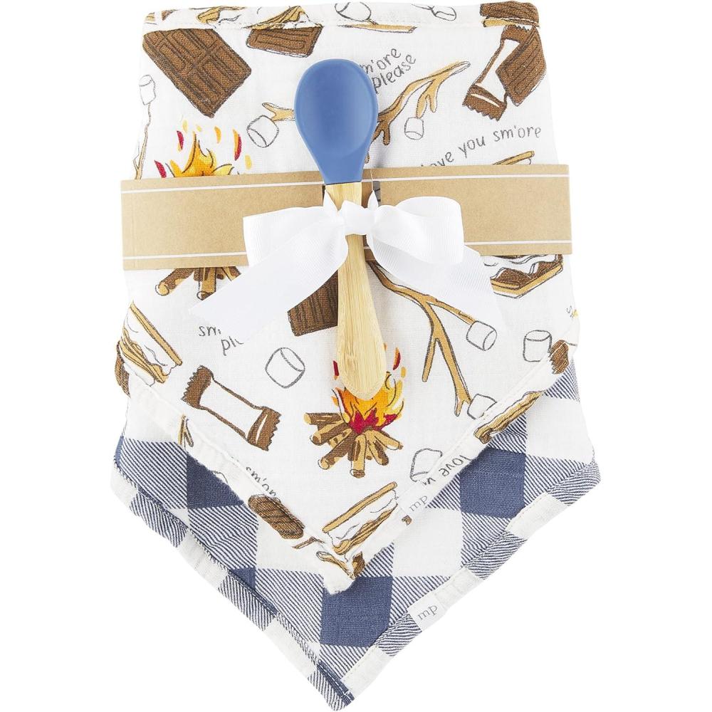 image:imageMud Pie Baby Girls Muslin Bib and Silicone Spoon SetSmore