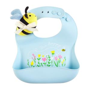 Blue Girl Silicone Bib Rattle