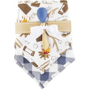 Mud Pie Baby Girls Muslin Bib and Silicone Spoon Set(S’more)