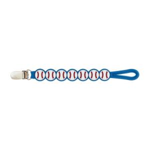 Mud Pie Kids Baseball Silicone Pacy Strap; 7″
