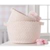 Mud Pie Pink Chenille Rope Basket Set, Small 8″ x 11″ Dia | Large 9″ x 12 1/2″ Dia