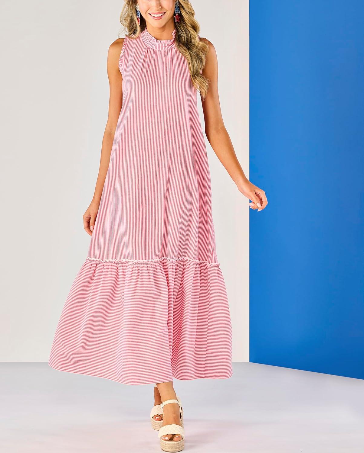 image:imageMud Pie Womens Mud Pie Womens Wallis Stripe Maxi DressRed