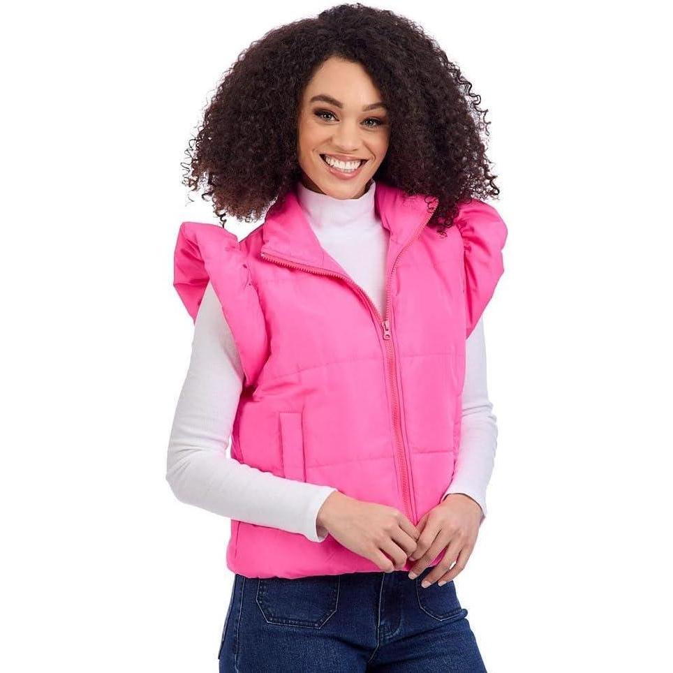 image:imageMud Pie Womens Mud Pie Womens Lile Pink Ruffle Quilted VestPink