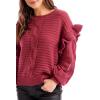 Mud Pie Women’s Mud Pie Women’s Willow Ruffle Sweater(Pink)