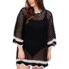 Mud Pie Women’s Women’s Hooper Crochet Tunic(Black)