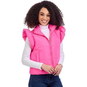 Mud Pie Women’s Mud Pie Women’s Lile Pink Ruffle Quilted Vest(Pink)