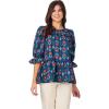 Mud Pie Women’s Mud Pie Womens Pierce Flounce Top(Blue)