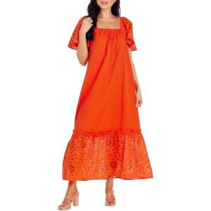 Mud Pie Women’s Mud Pie Women’s Conny Eyelet Maxi Dress(Red)