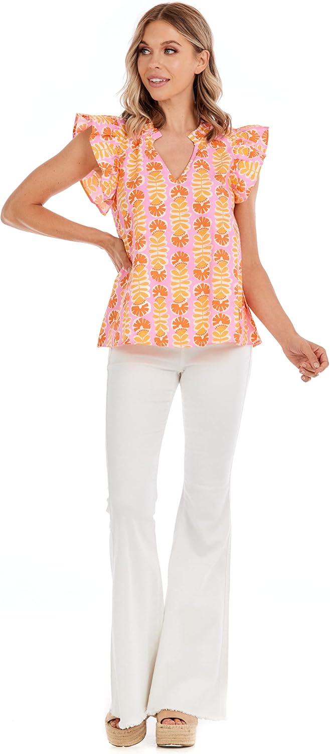 image:imageMud Pie Womens Womens Becky Flutter Sleeve TopPink