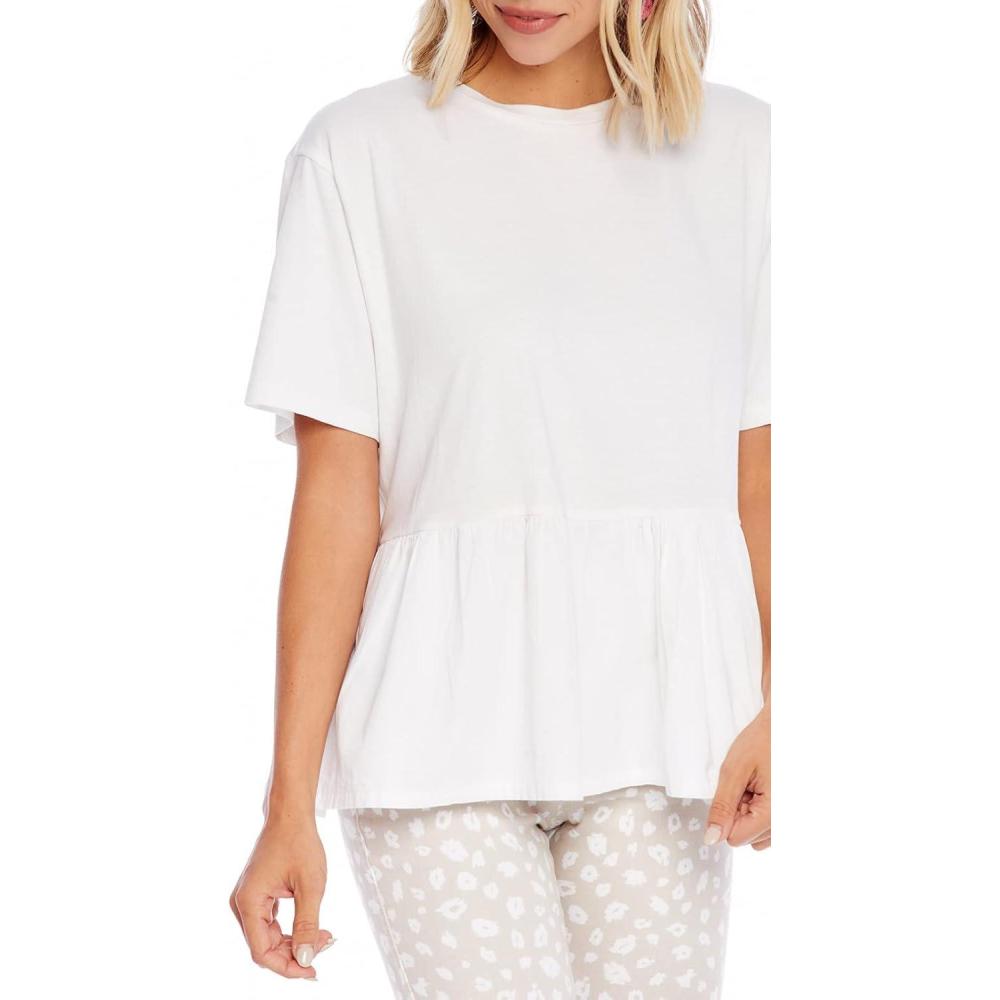 image:imageMud Pie Womens Fallon Womens Short Sleeve Peplum TopWhite