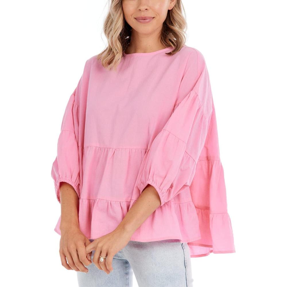 image:imageMud Pie Womens Mud Pie Womens Stoney Flounce TopPink
