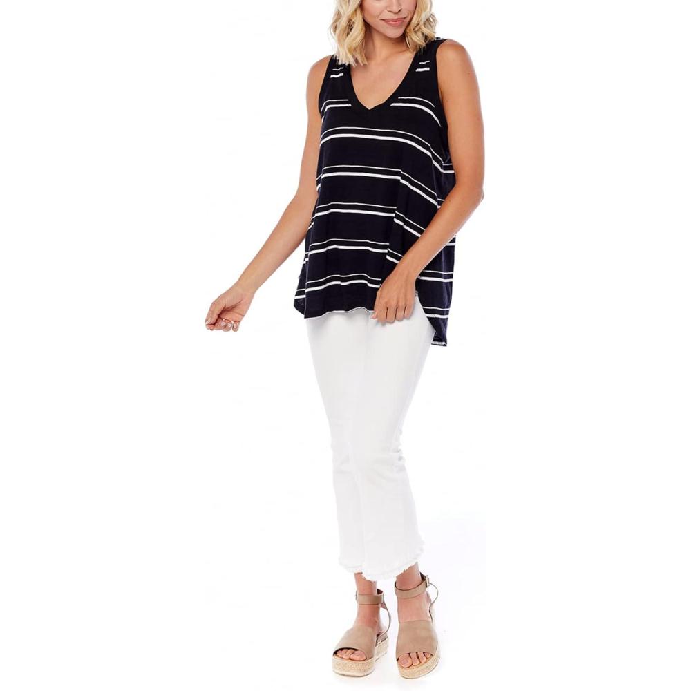 image:imageMud Pie Womens Rio Womens Stripe Cotton Slub Tank TopBlack