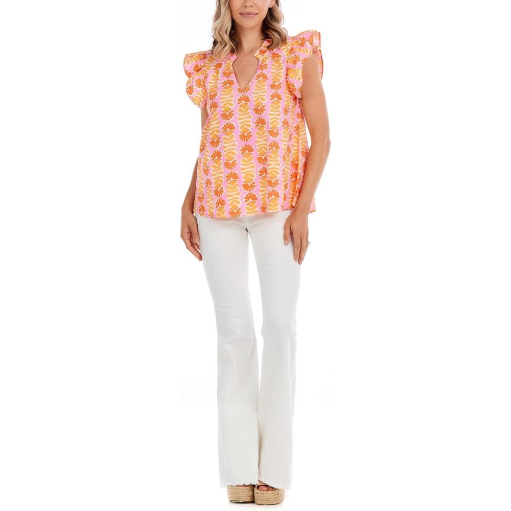 image:imageMud Pie Womens Womens Becky Flutter Sleeve TopPink