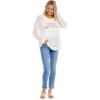 Mud Pie Connor Women’s Graphic Pullover Sweater(White)