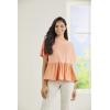 Mud Pie Women’s Fallon Women’s Short Sleeve Peplum Top(Coral)