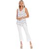 Mud Pie Women’s Rio Women’s Stripe Cotton Slub Tank Top(White)