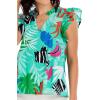 Mud Pie Women’s Women’s Becky Flutter Sleeve Top(Green)