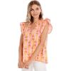 Mud Pie Women’s Women’s Becky Flutter Sleeve Top(Pink)