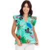 Mud Pie Women’s Women’s Becky Flutter Sleeve Top(Green)