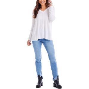Mud Pie Women’s Women’s Dempsey Long Sleeve Tee(White)