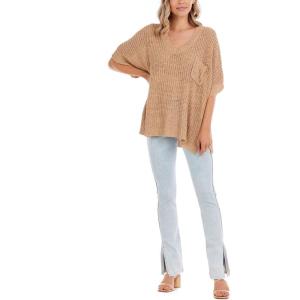 Mud Pie Women’s Women’s Theo V-Neck Sweater(Tan)