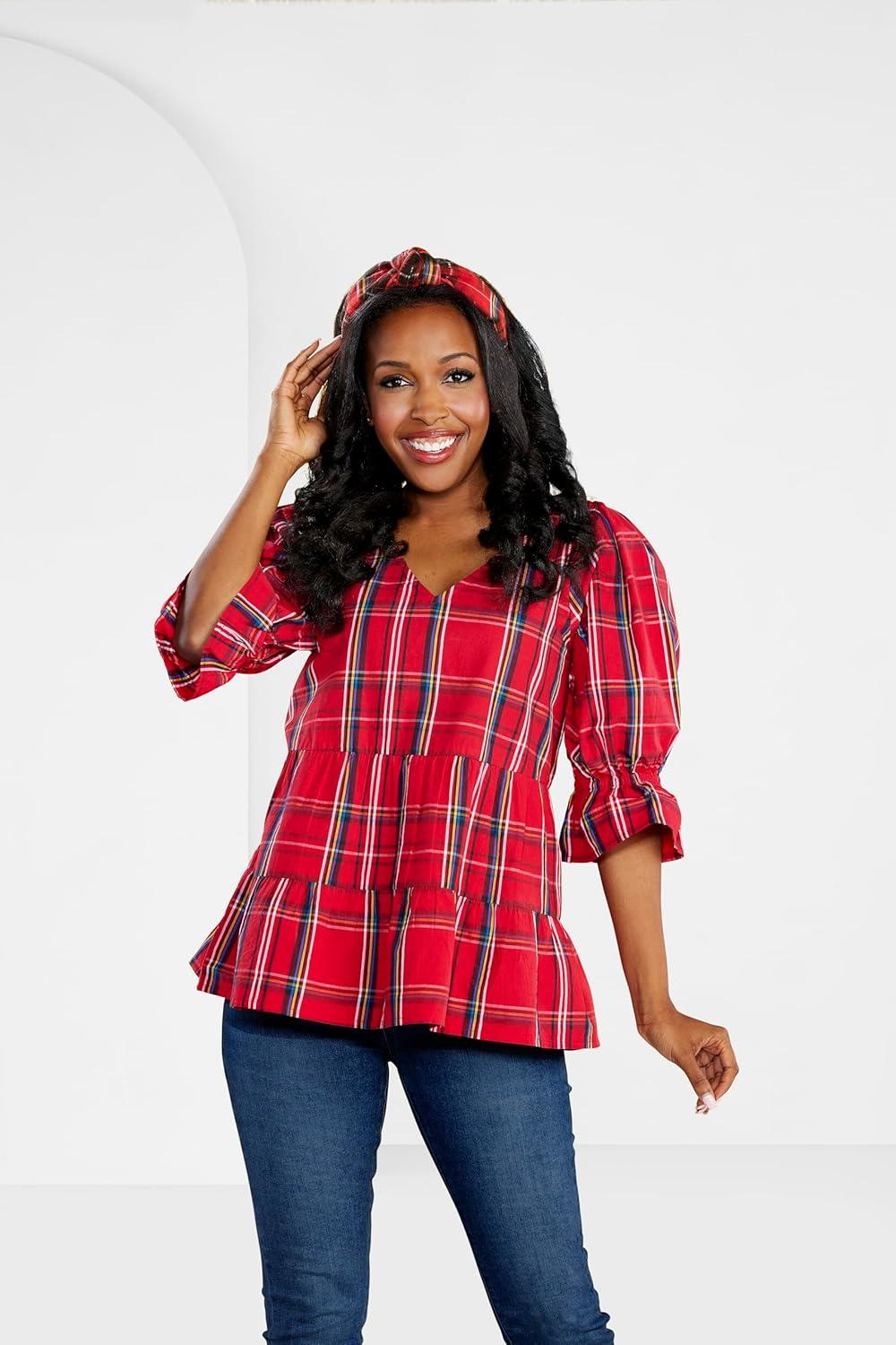 image:imageMud Pie Womens Mud Pie Womens Ashford Plaid TopRed
