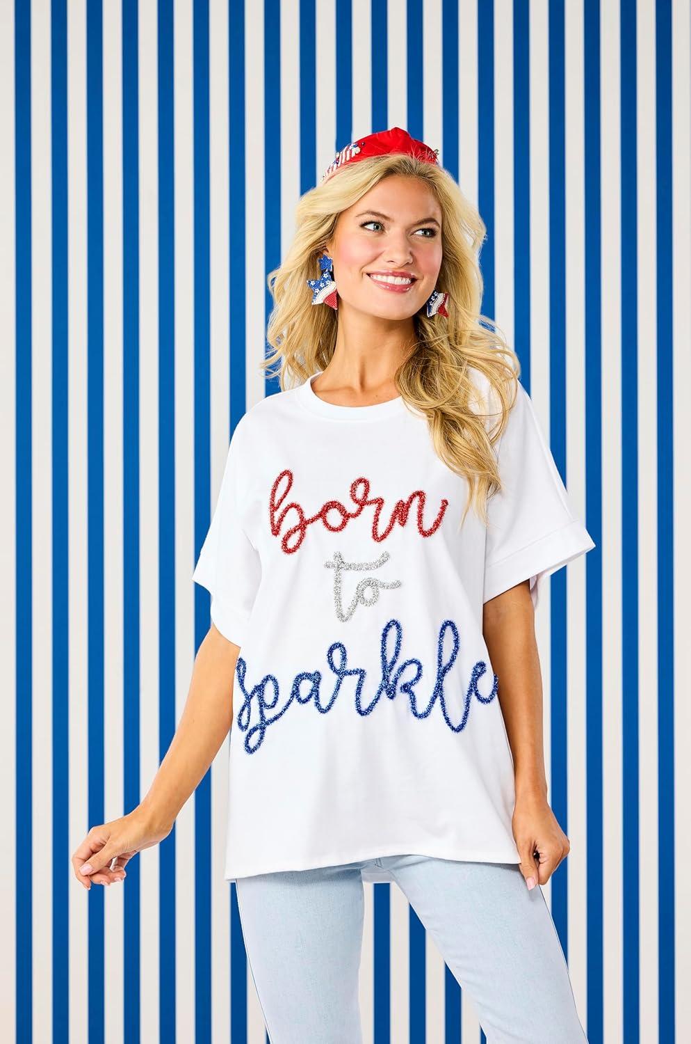 image:imageMud Pie Womens Womens 4th of July Sparkle TopWhite