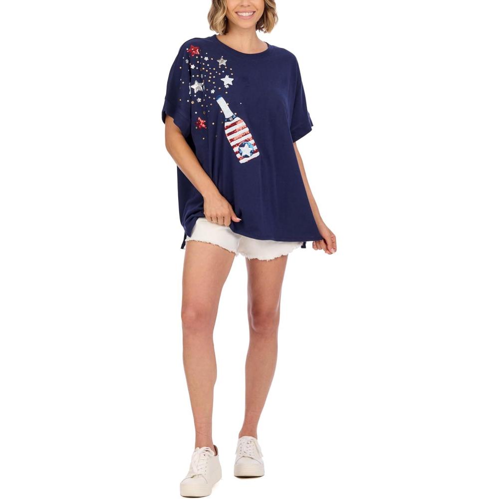 image:imageMud Pie Womens Womens 4th of July Sparkle TopBlue
