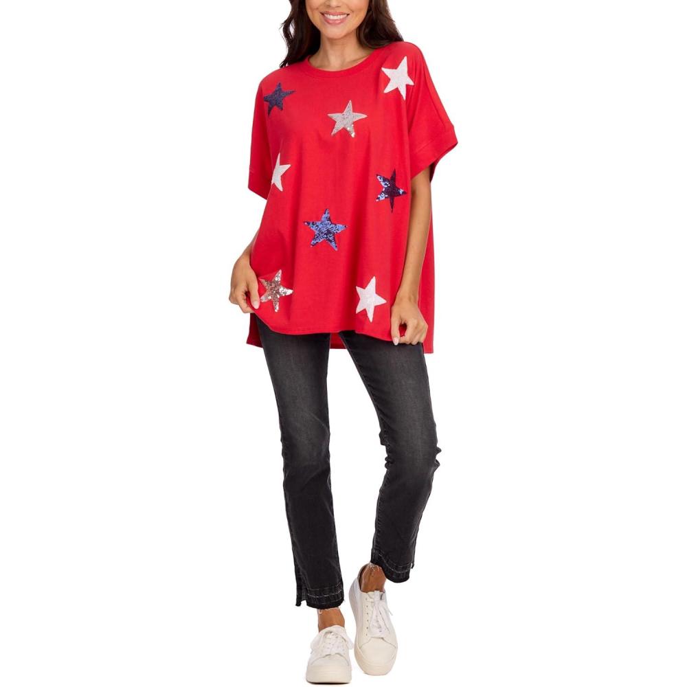 image:imageMud Pie Womens Womens 4th of July Sparkle TopRed