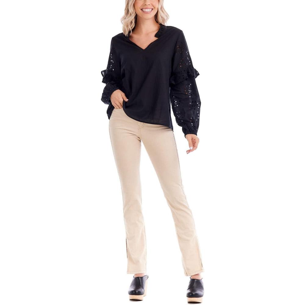 image:imageMud Pie Womens Womens Amaya Eyelet TopBlack