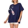 Mud Pie Women’s Women’s 4th of July Sparkle Top(Blue)