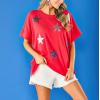Mud Pie Women’s Women’s 4th of July Sparkle Top(Red)