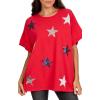 Mud Pie Women’s Women’s 4th of July Sparkle Top(Red)