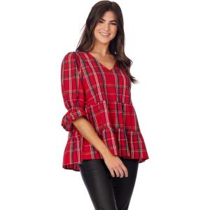 Mud Pie Women’s Mud Pie Womens Ashford Plaid Top(Red)