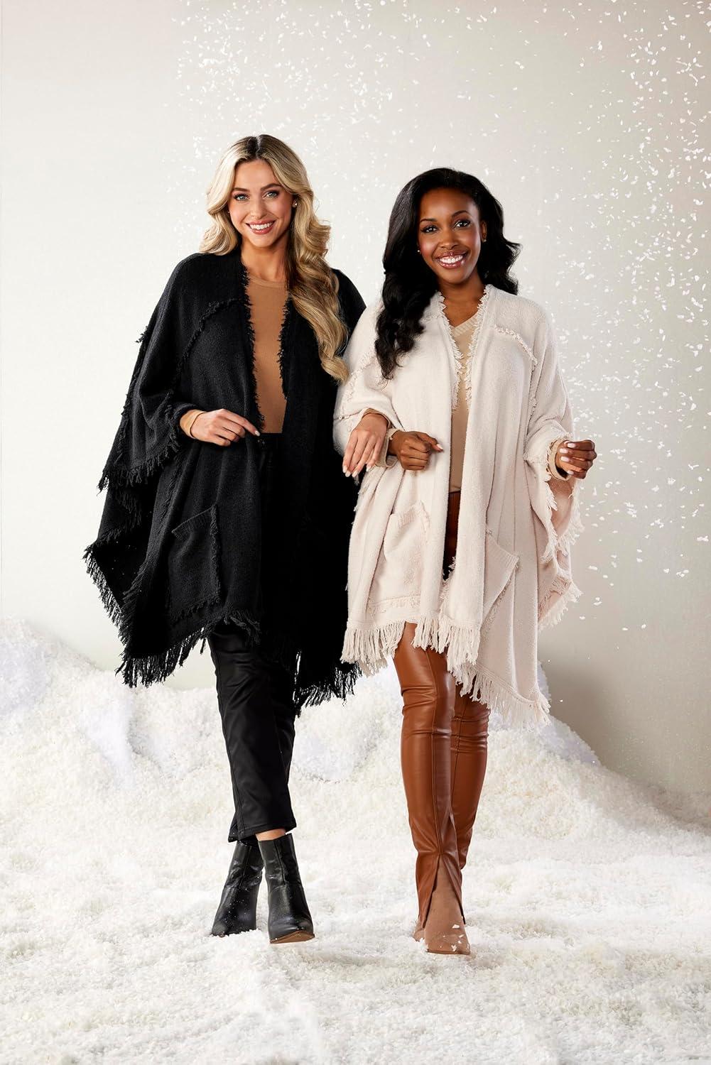 image:imageMud Pie Womens Mud Pie Women Fringe PonchoIvory