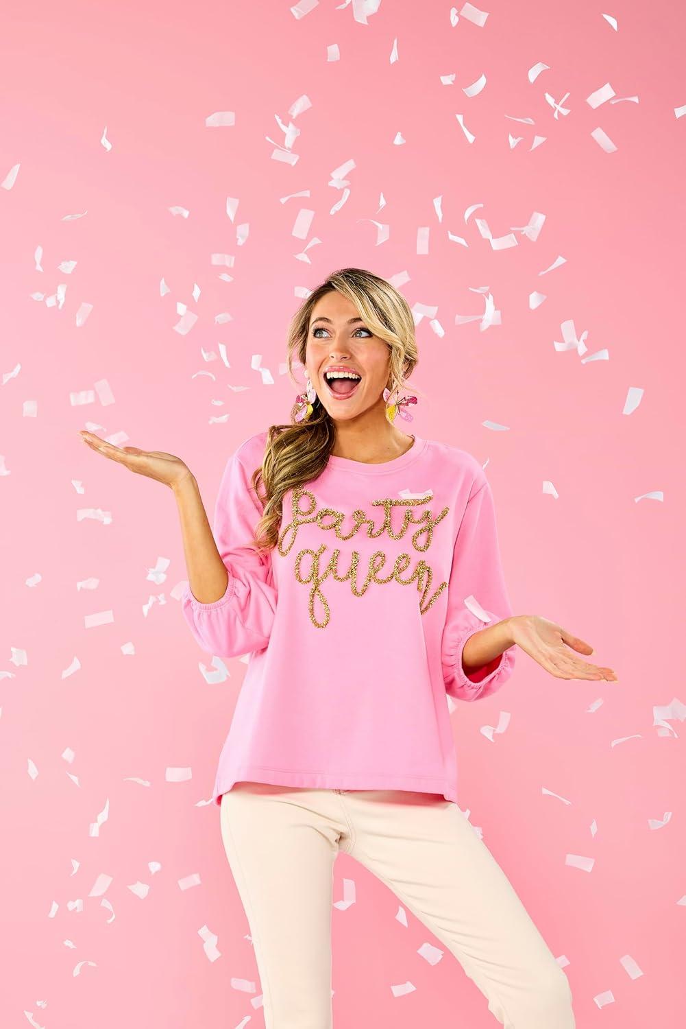 image:imageMud Pie Womens Mud Pie Womens Drink Sparkle SweatshirtPink
