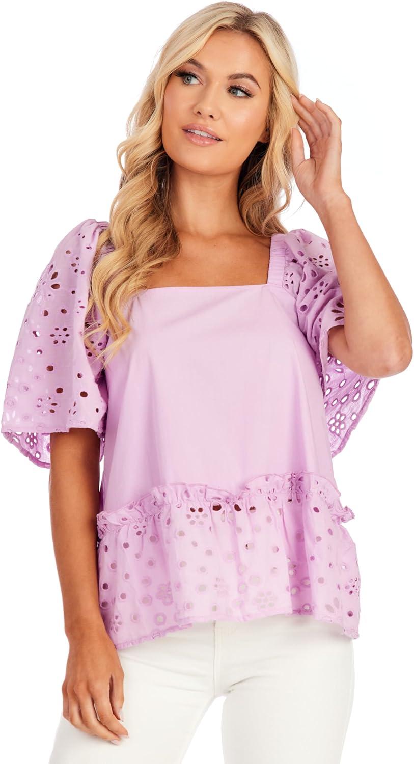 image:imageMud Pie Womens Mud Pie Womens Kieran Eyelet TopPurple
