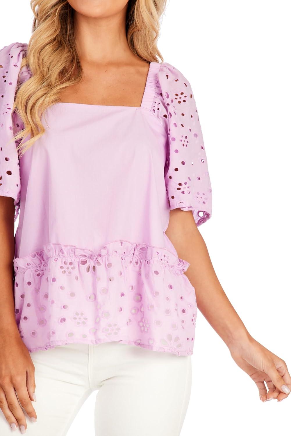 image:imageMud Pie Womens Mud Pie Womens Kieran Eyelet TopPurple