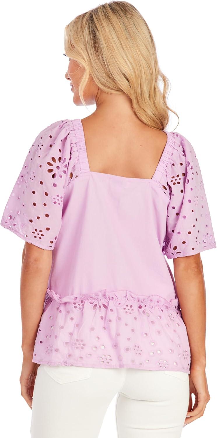 image:imageMud Pie Womens Mud Pie Womens Kieran Eyelet TopPurple