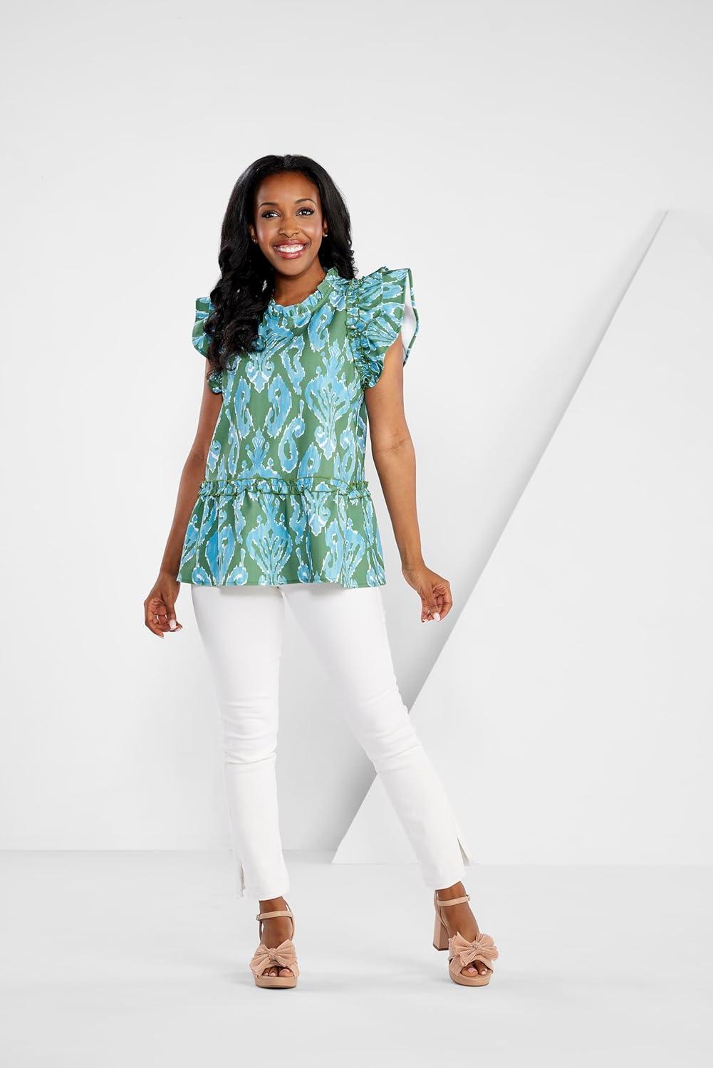 image:imageMud Pie Womens Mud Pie Womens Woody Flounce TopGreen