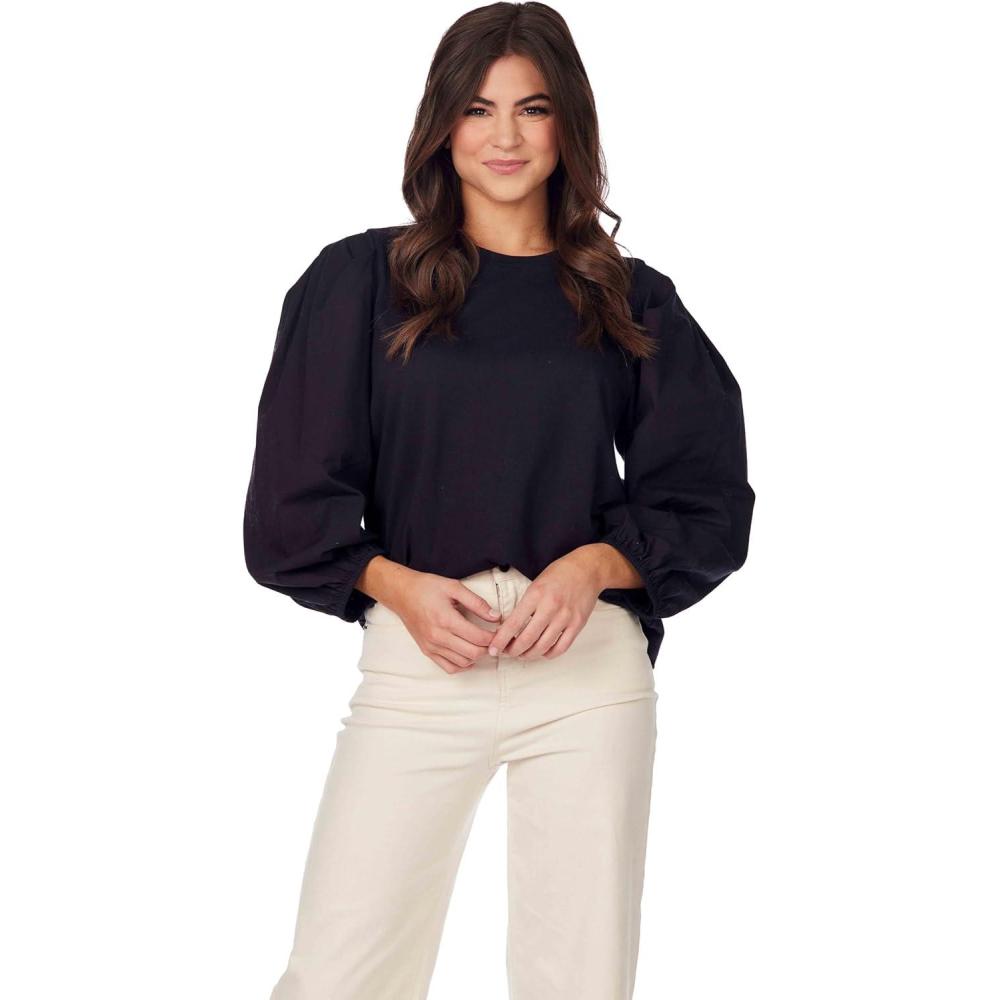 image:imageMud Pie Womens Mud Pie Womens Dillon Poplin Sleeve TopBlack
